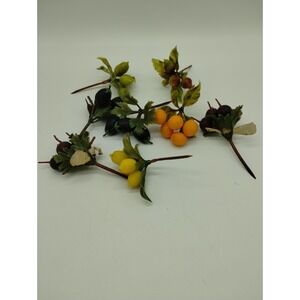 Lot Of 8 Vintage Plastic Floral Picks Fruit Vegetables Hong Kong Lemon Lime